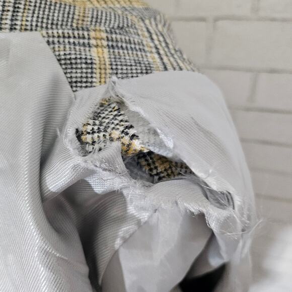 Zara Basic Outerwear Gray and Yellow Houndstooth Long Coat - Picture 7 of 9